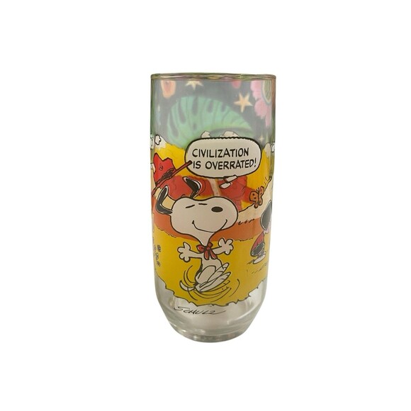 Peanuts McDonalds Camp Snoopy vintage drinking glass cup charlie brown linus - Picture 1 of 9
